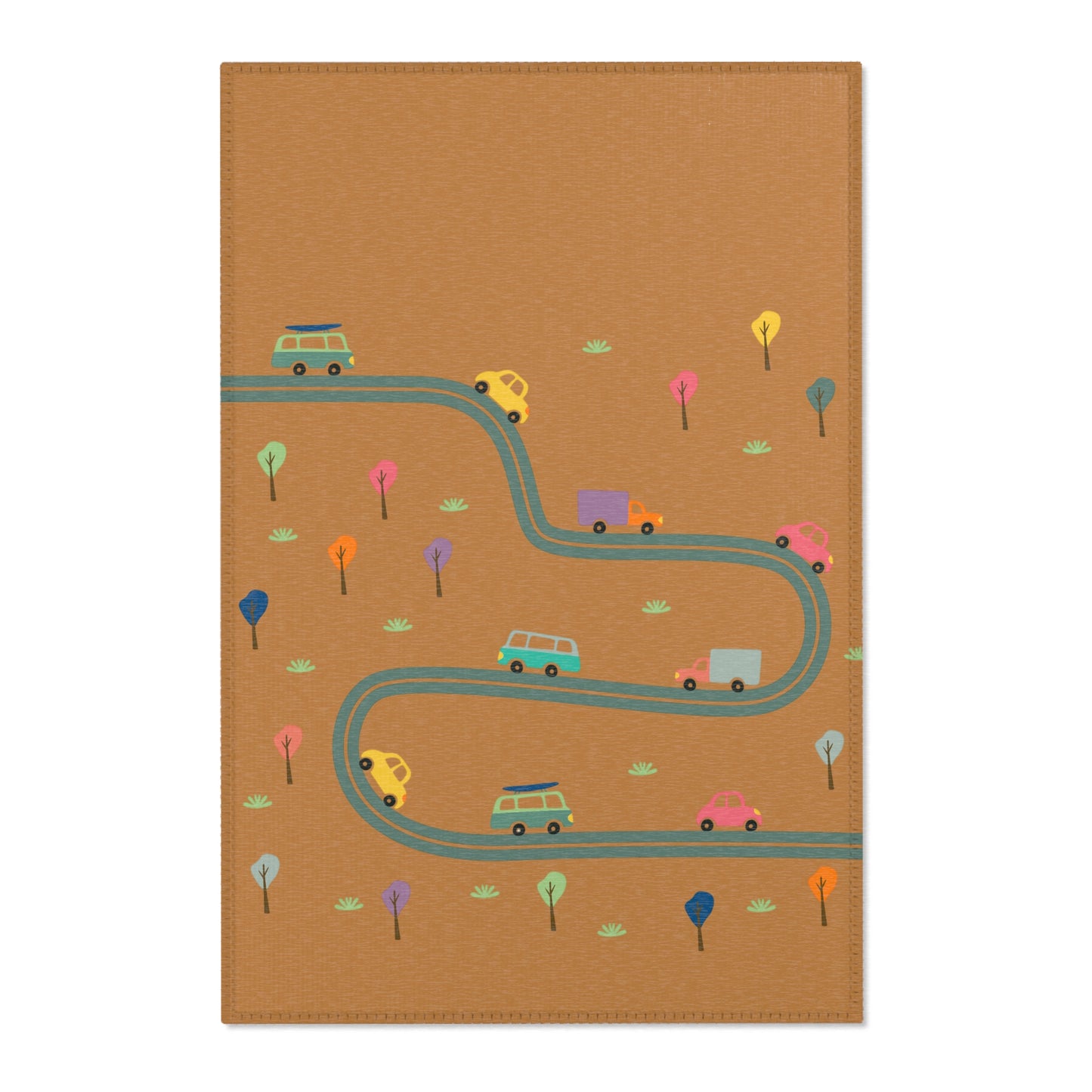 Whimsical Road Trip Area Rug | Fun Decor for Kids' Rooms, Living Spaces, Family Gatherings, Gift Idea for Wanderlust Lovers