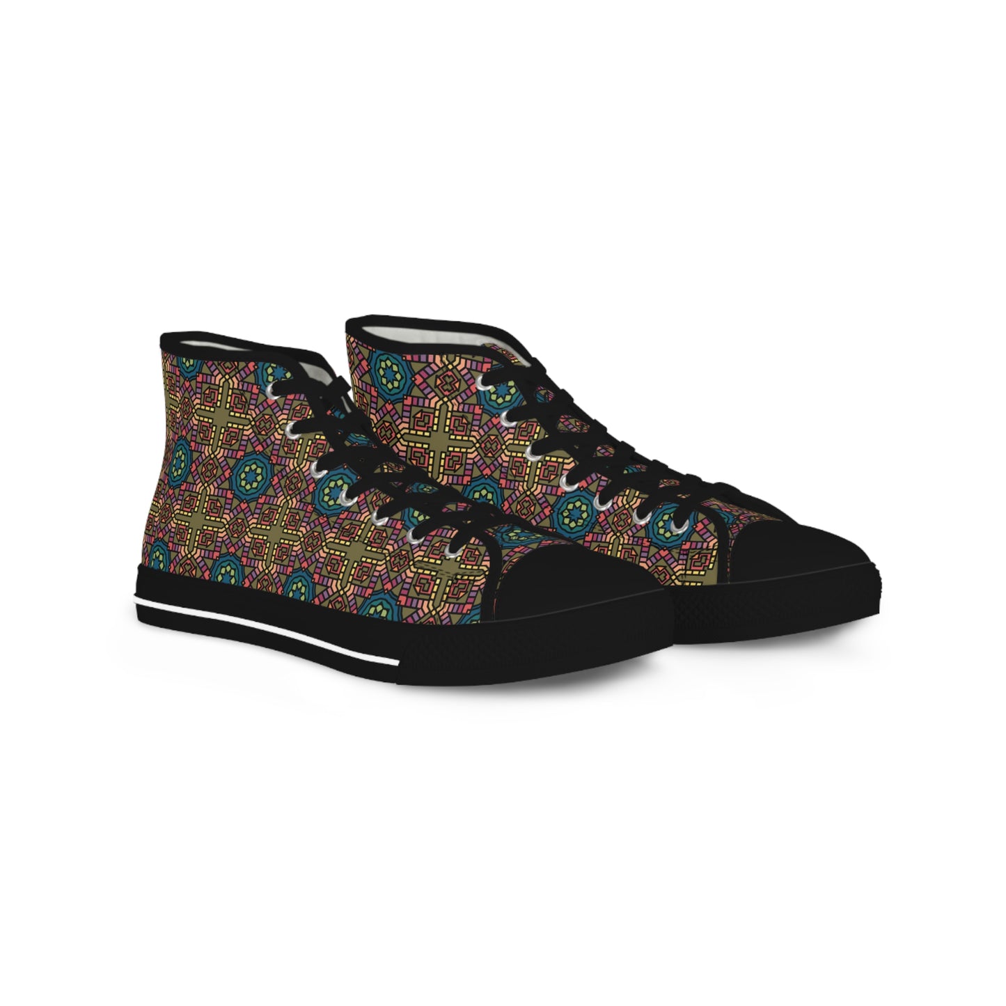 Bohemian High Top Sneakers for Men, Trendy Footwear, Fashion Sneakers, Unique Casual Shoes, Gift for Him, Festival Style