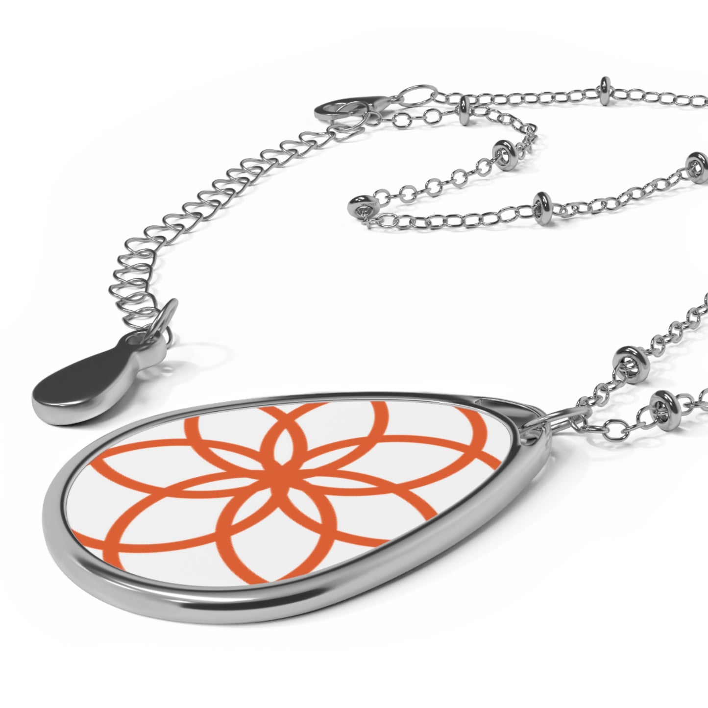 Elegant Floral Oval Necklace, Boho Jewelry, Gift for Her, Minimalist Pendant, Everyday Accessory, Birthday Gift, Layering Necklace