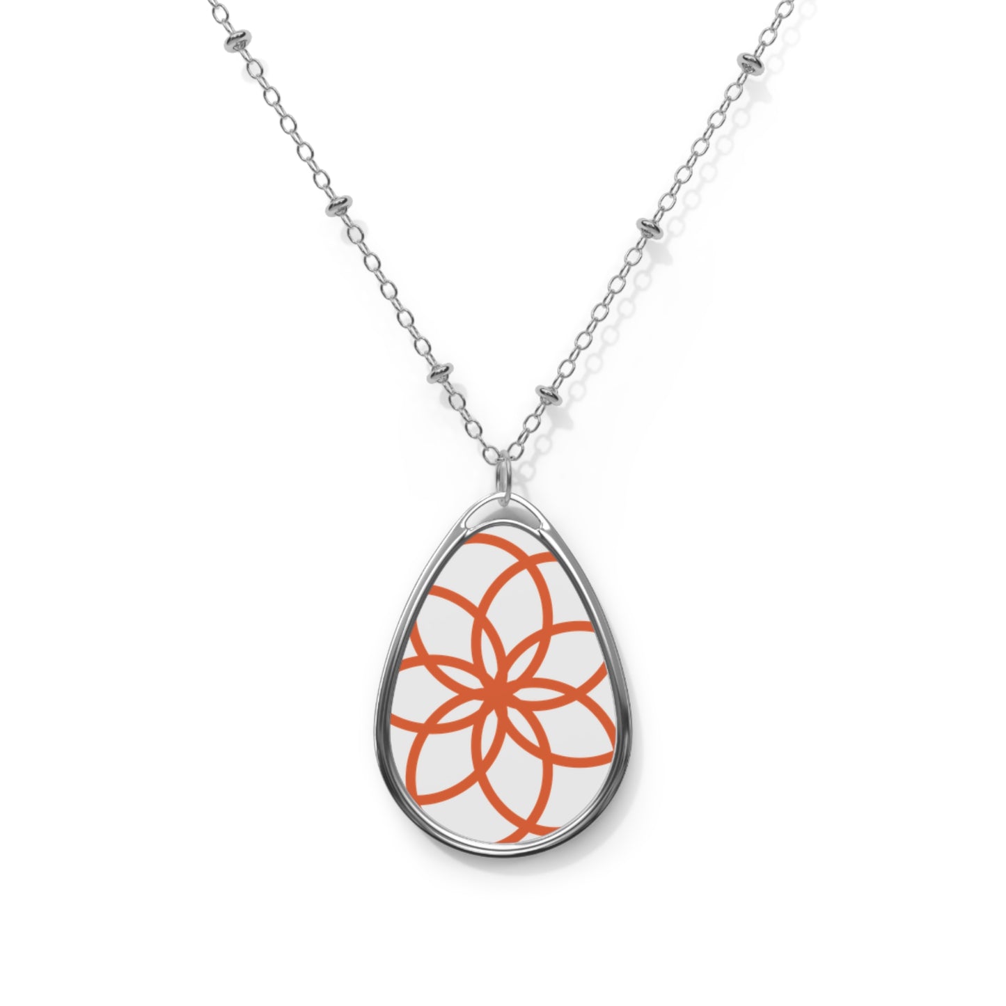 Elegant Floral Oval Necklace, Boho Jewelry, Gift for Her, Minimalist Pendant, Everyday Accessory, Birthday Gift, Layering Necklace