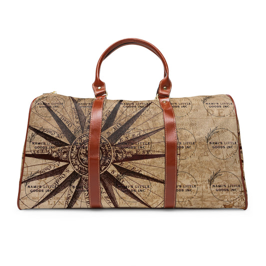 Vintage Compass Travel Duffel Bag, Waterproof Overnight Bag, Adventure Gear, Weekender Bag, Travel Accessories