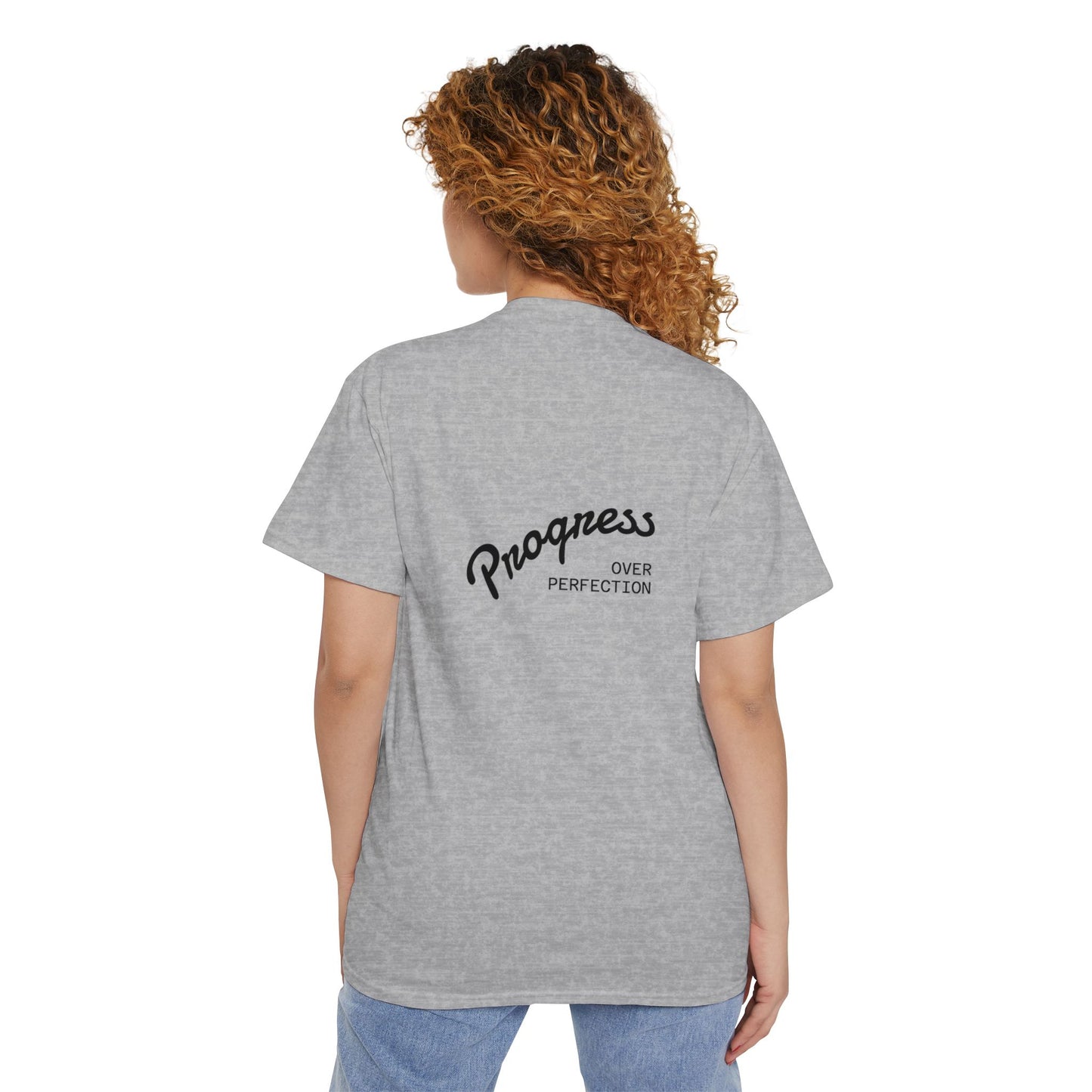 Progress Over Perfection Pocket Tee, Unisex Cotton Tee, Casual Daywear, Gift for Creatives, Motivational T-Shirt