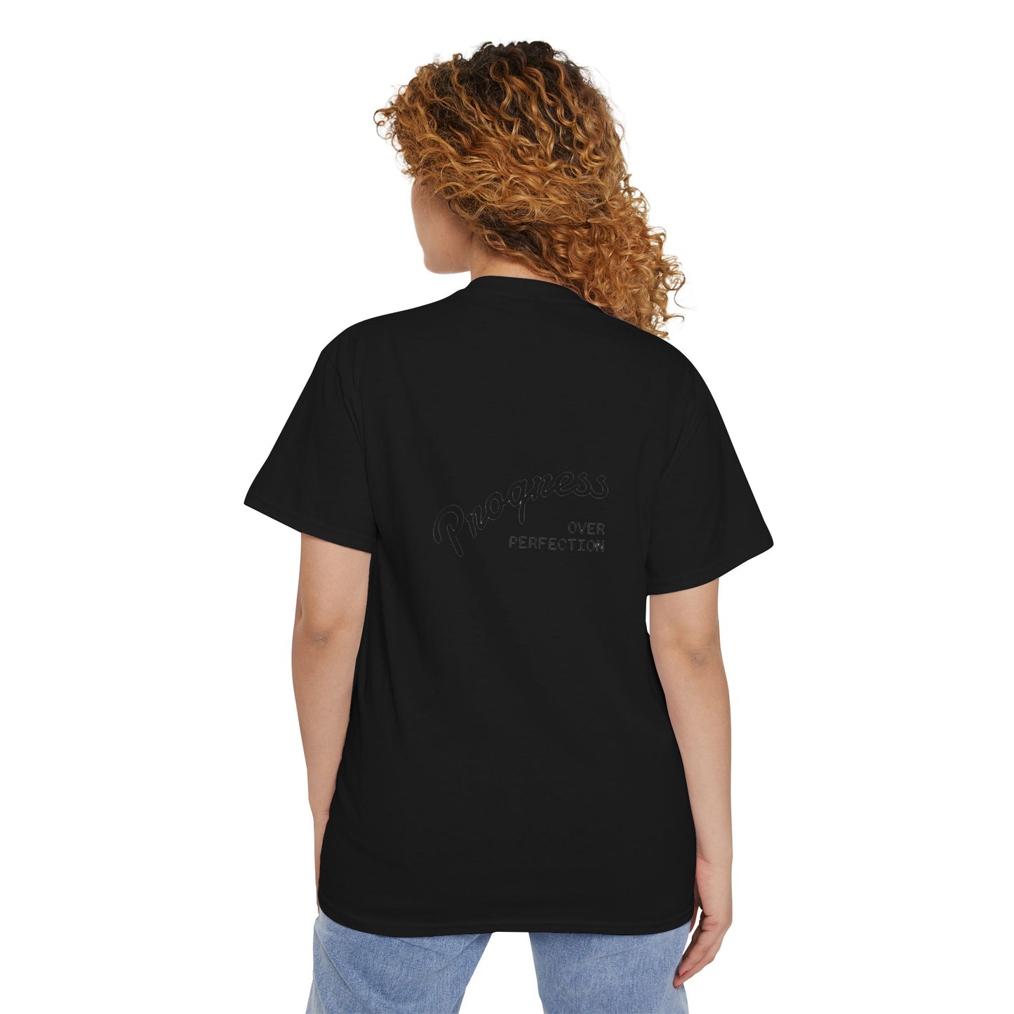 Progress Over Perfection Pocket Tee, Unisex Cotton Tee, Casual Daywear, Gift for Creatives, Motivational T-Shirt