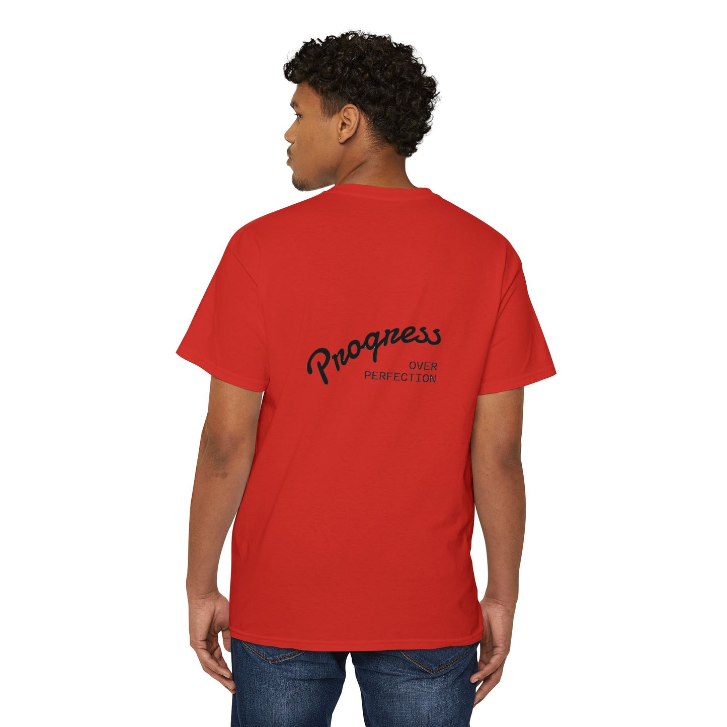 Progress Over Perfection Pocket Tee, Unisex Cotton Tee, Casual Daywear, Gift for Creatives, Motivational T-Shirt