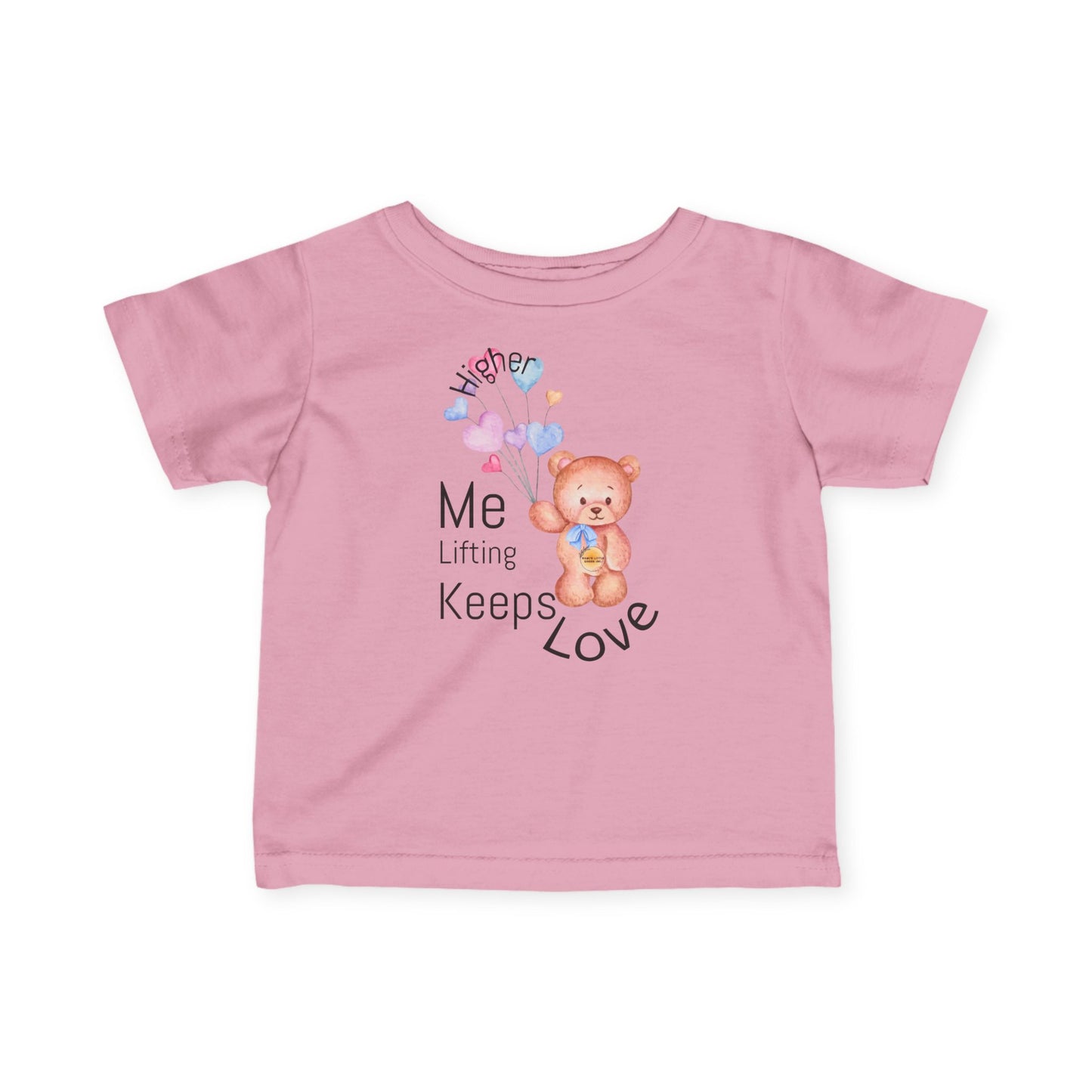 Cute Infant Fine Jersey Tee with Bear & Hearts, Baby Shower Gift, Cute Baby Outfit, Toddler T-Shirt, Love Keeps Me Lifting