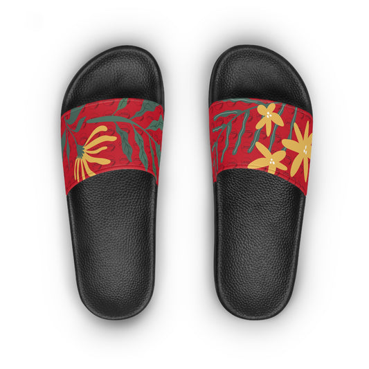 Tropical Floral Slide Sandals for Women | Summer Footwear, Vacation Slides, Beach Ready Sandals, Trendy Women's Footwear, Gift for Her