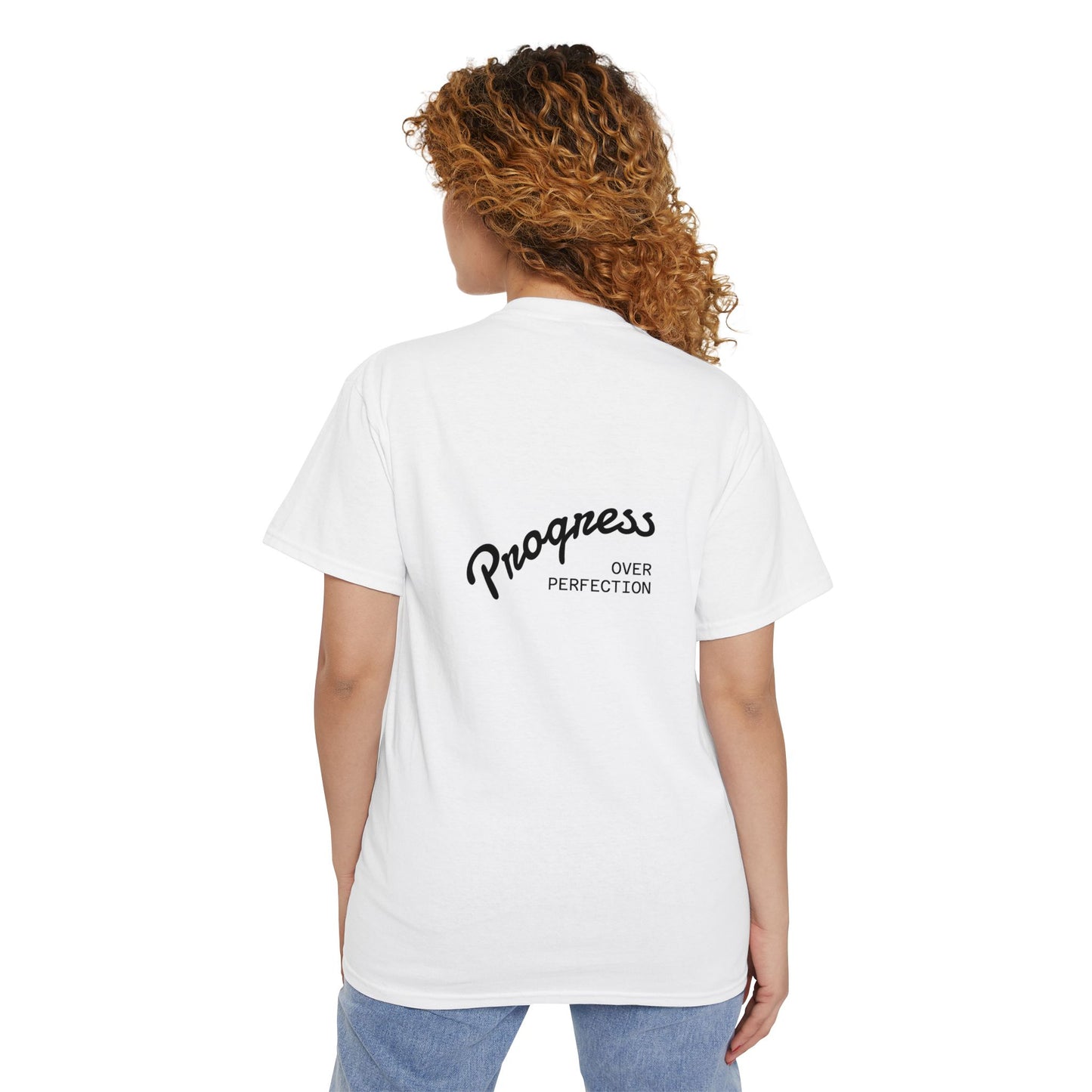 Progress Over Perfection Pocket Tee, Unisex Cotton Tee, Casual Daywear, Gift for Creatives, Motivational T-Shirt