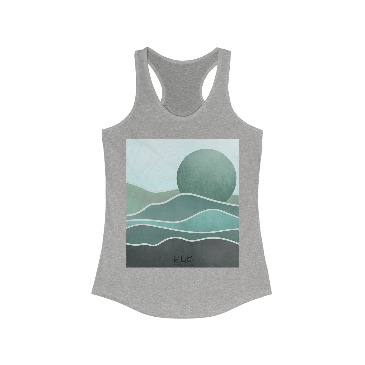 Boho Sunrise Women's Racerback Tank, Perfect for Yoga, Beach Days, Gifts, Summer Style, Relaxed Comfort