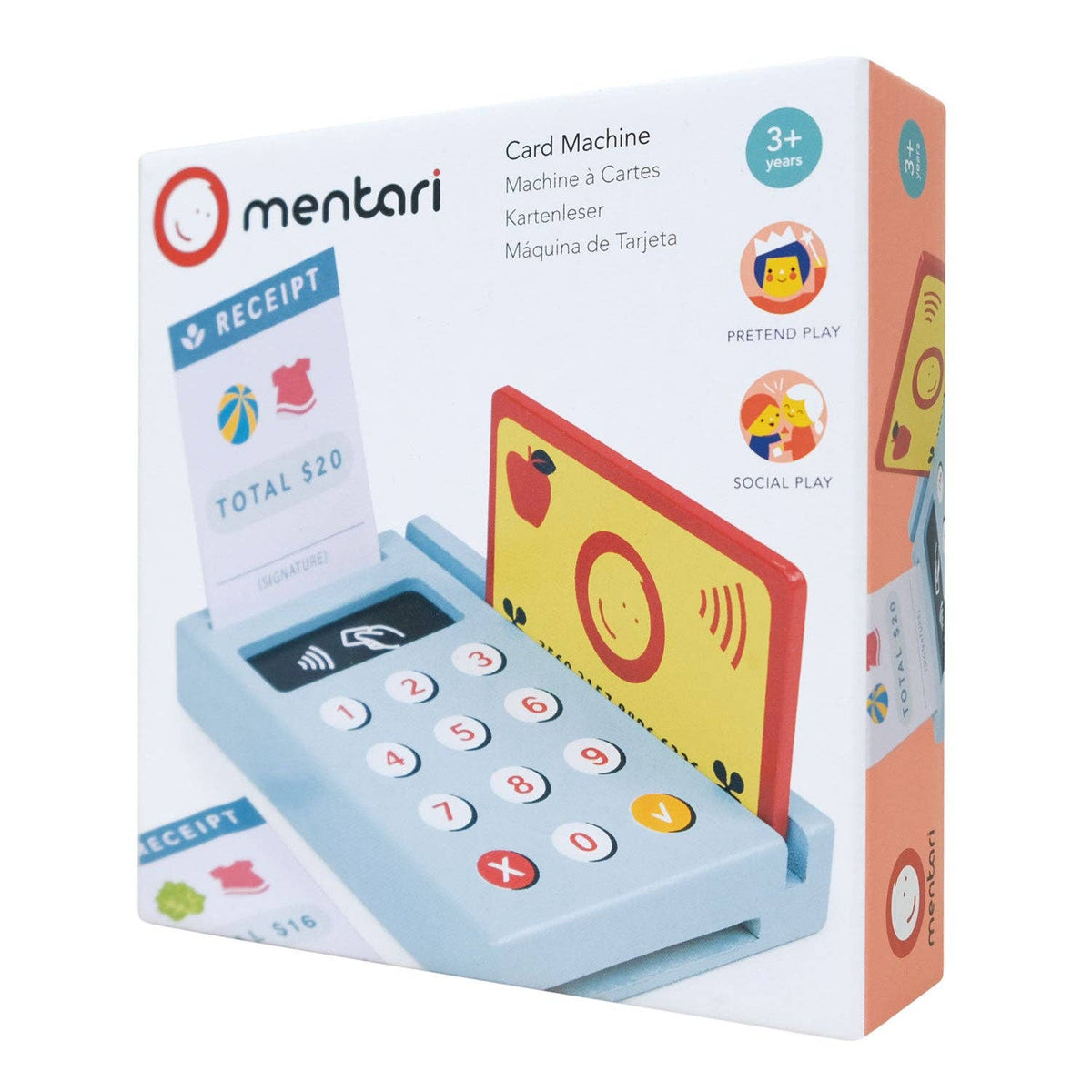Mentari Toys Wooden Card Machine - Pretend Play Toy - Ages 3+