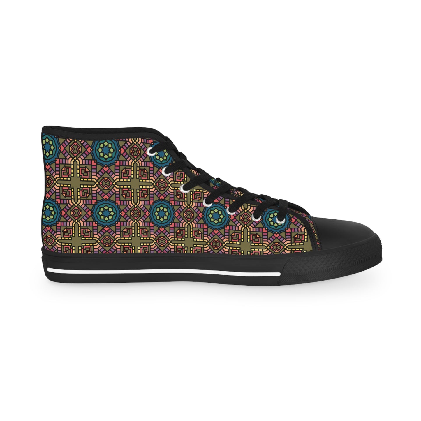 Bohemian High Top Sneakers for Men, Trendy Footwear, Fashion Sneakers, Unique Casual Shoes, Gift for Him, Festival Style