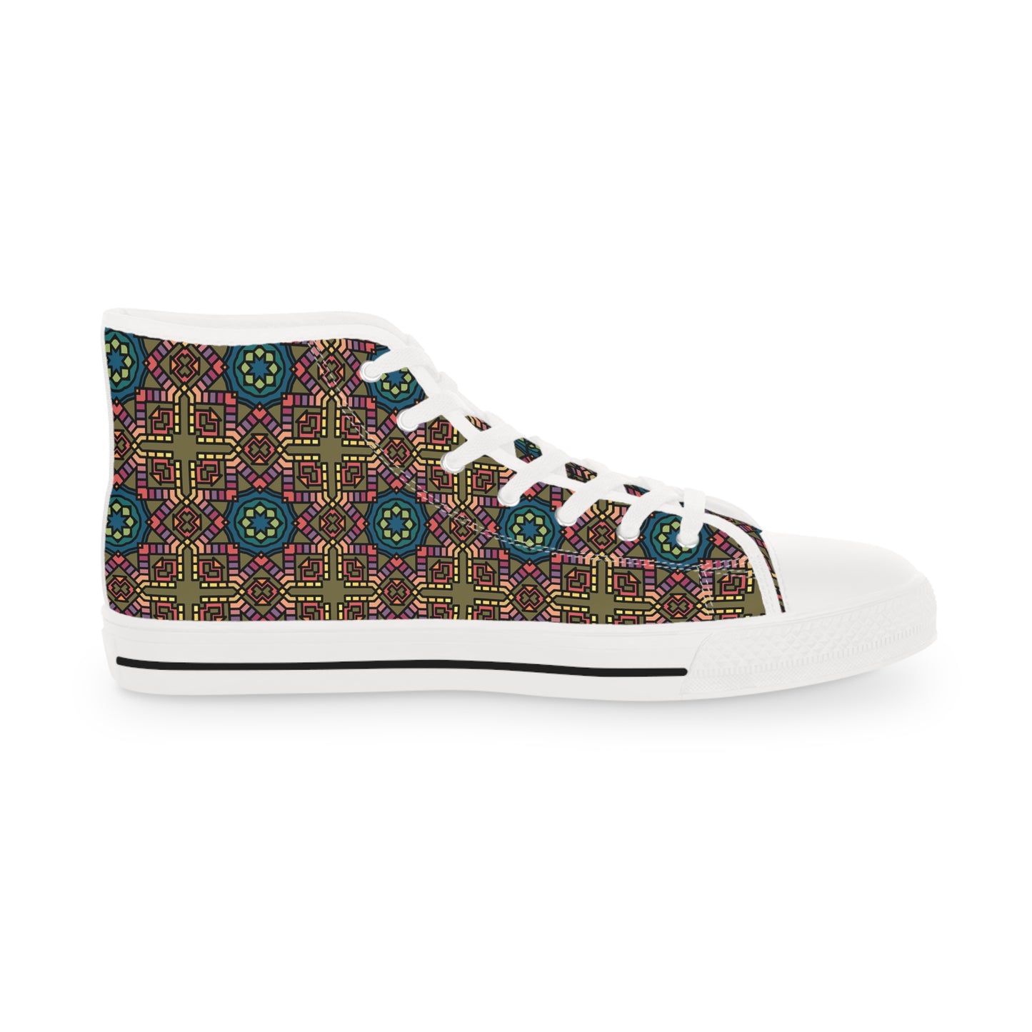Bohemian High Top Sneakers for Men, Trendy Footwear, Fashion Sneakers, Unique Casual Shoes, Gift for Him, Festival Style