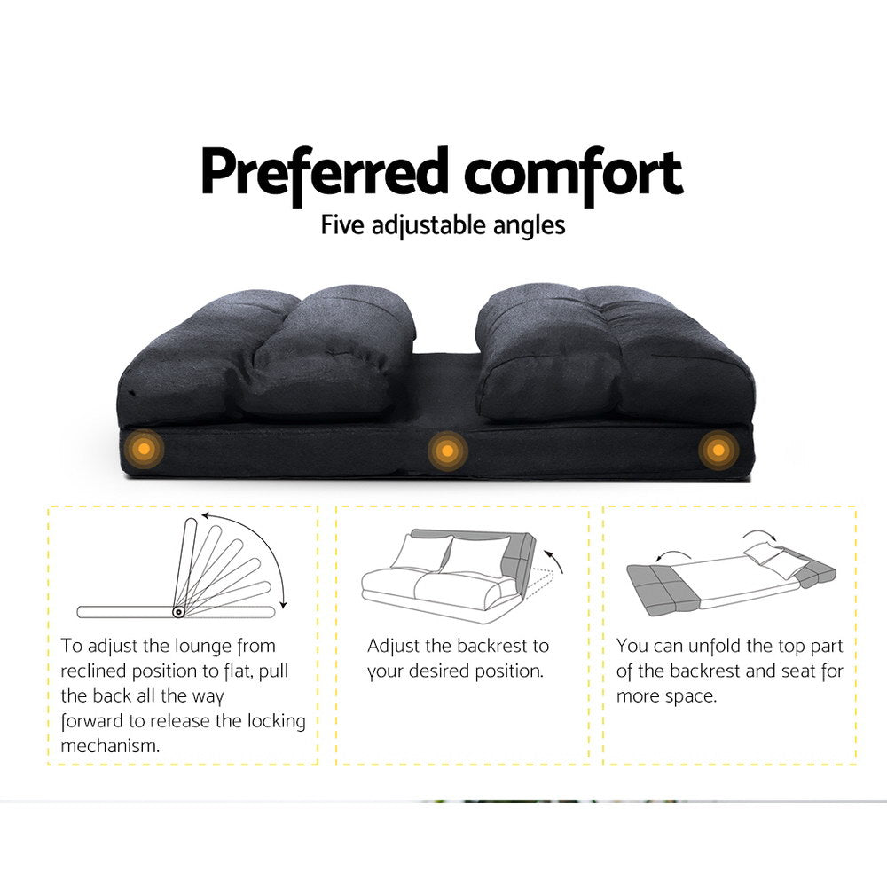 Artiss Lounge Sofa Bed Floor Recliner Chaise Chair Folding Adjustable