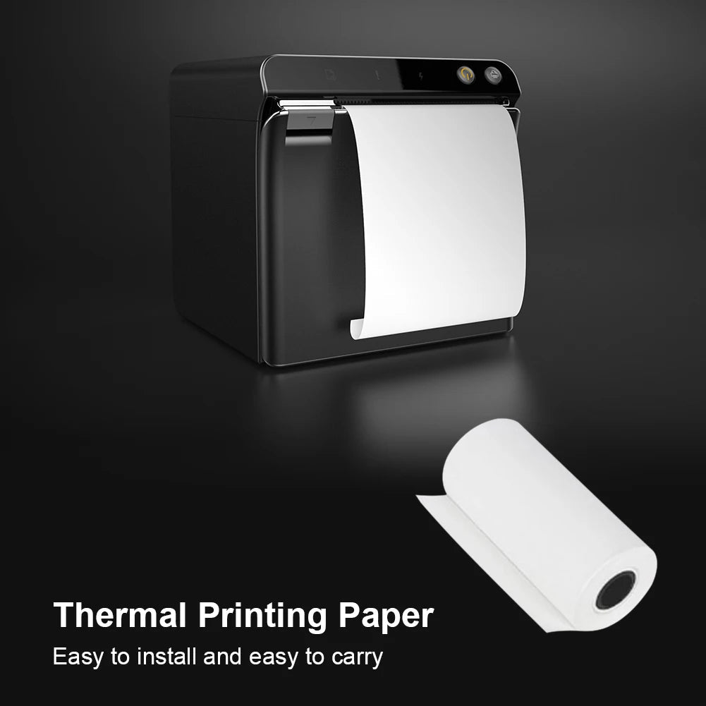 Wirelessly BT 200dpi Mini Thermal Printer with 6 Rolls Paper Label