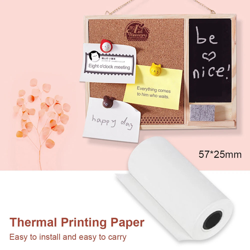 Wirelessly BT 200dpi Mini Thermal Printer with 6 Rolls Paper Label