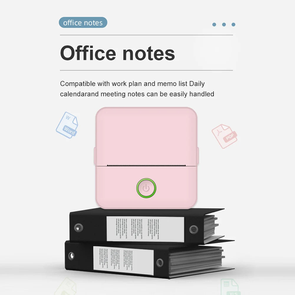 Wirelessly BT 200dpi Mini Thermal Printer with 6 Rolls Paper Label