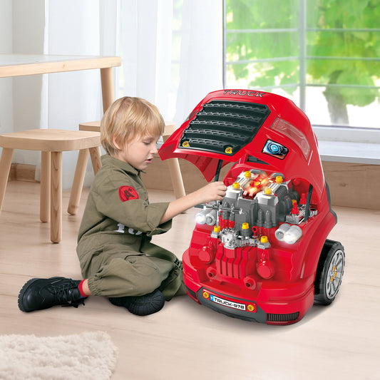 Qaba Kids Truck Engine Toy Set, Educational Car Service Station