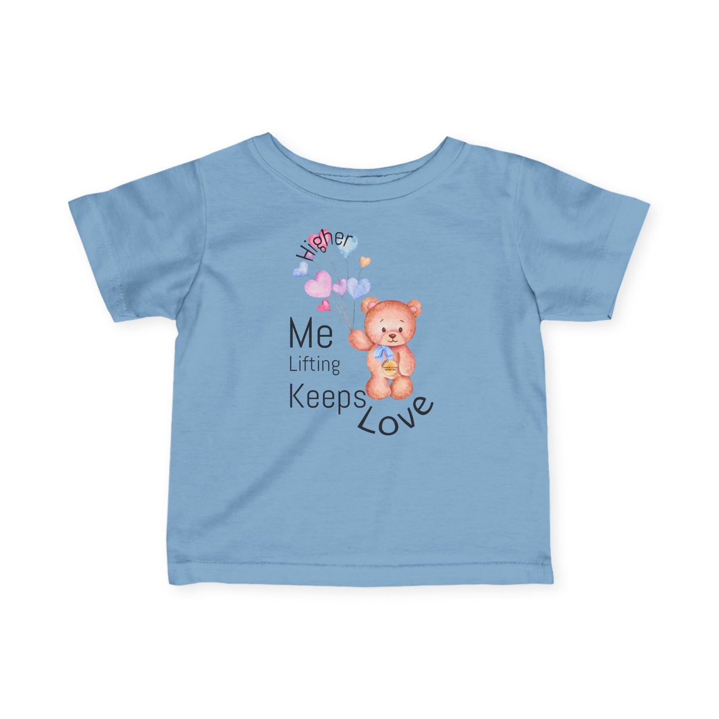 Cute Infant Fine Jersey Tee with Bear & Hearts, Baby Shower Gift, Cute Baby Outfit, Toddler T-Shirt, Love Keeps Me Lifting