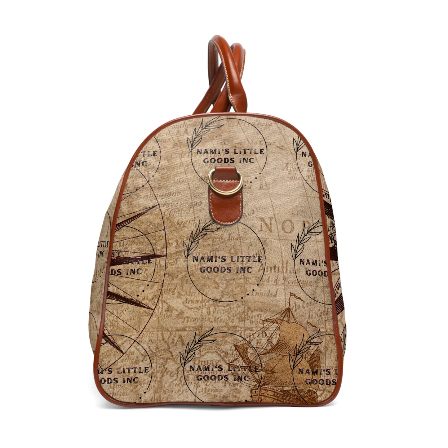 Vintage Compass Travel Duffel Bag, Waterproof Overnight Bag, Adventure Gear, Weekender Bag, Travel Accessories