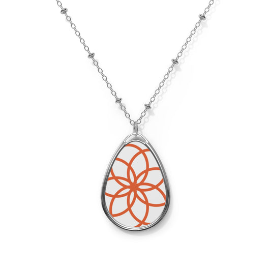 Elegant Floral Oval Necklace, Boho Jewelry, Gift for Her, Minimalist Pendant, Everyday Accessory, Birthday Gift, Layering Necklace