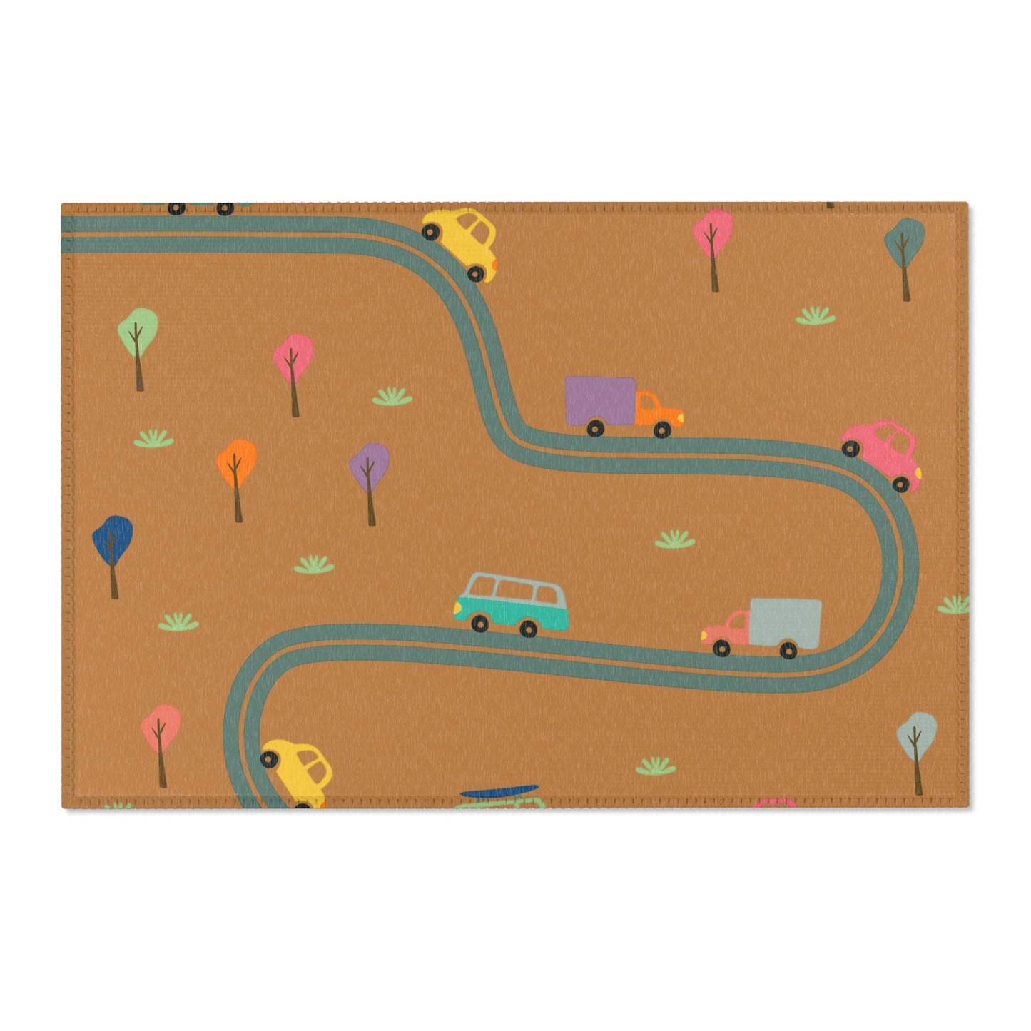 Whimsical Road Trip Area Rug | Fun Decor for Kids' Rooms, Living Spaces, Family Gatherings, Gift Idea for Wanderlust Lovers