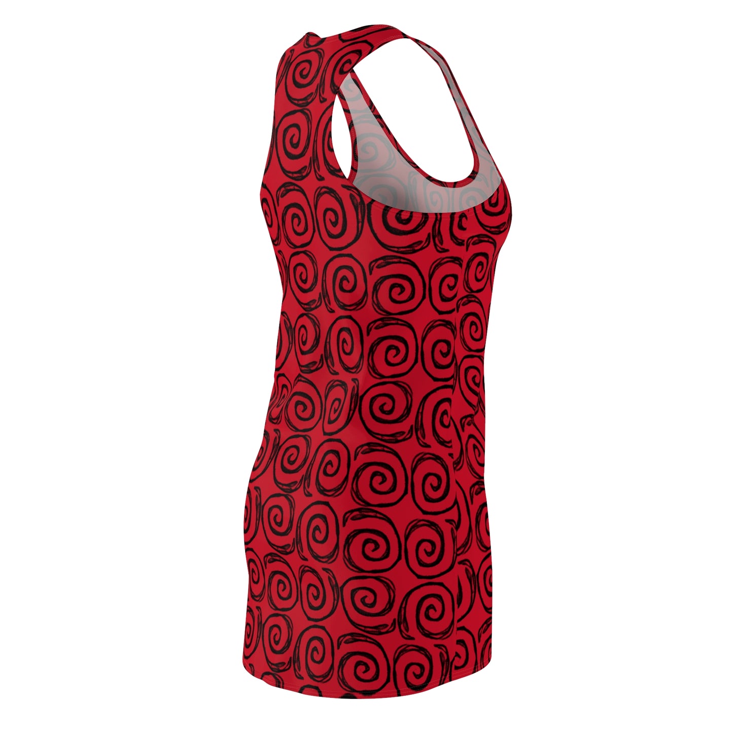 Spiraled Red Racerback Dress, Casual Summer Dress, Women's Fashion, Festival Outfit, Beachwear, Cute Party Dress