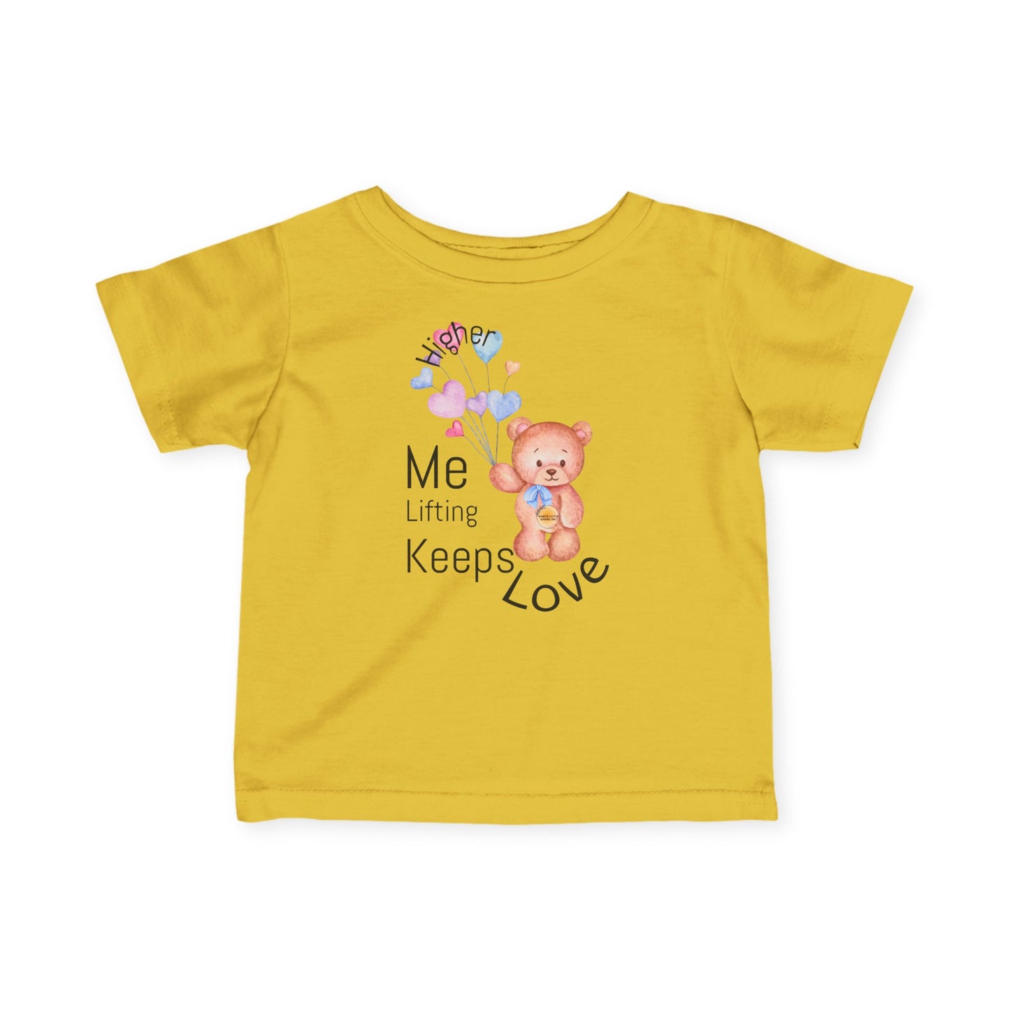 Cute Infant Fine Jersey Tee with Bear & Hearts, Baby Shower Gift, Cute Baby Outfit, Toddler T-Shirt, Love Keeps Me Lifting