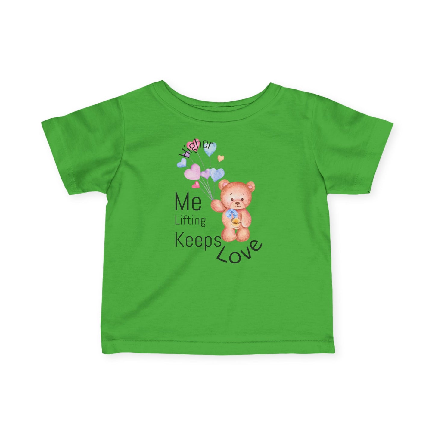 Cute Infant Fine Jersey Tee with Bear & Hearts, Baby Shower Gift, Cute Baby Outfit, Toddler T-Shirt, Love Keeps Me Lifting