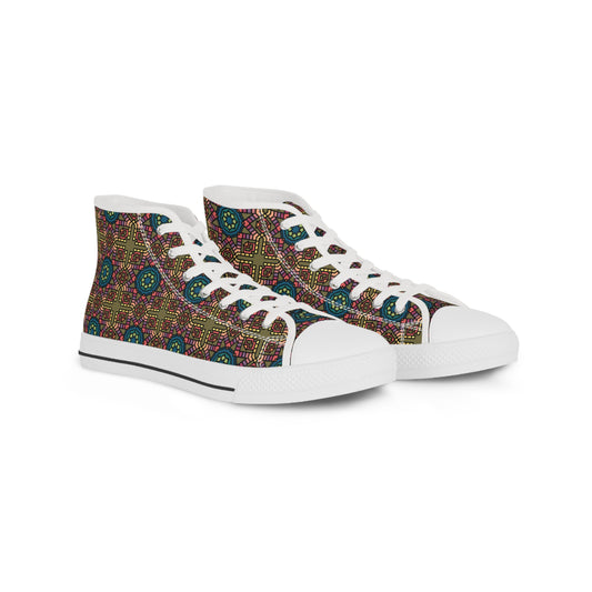 Bohemian High Top Sneakers for Men, Trendy Footwear, Fashion Sneakers, Unique Casual Shoes, Gift for Him, Festival Style