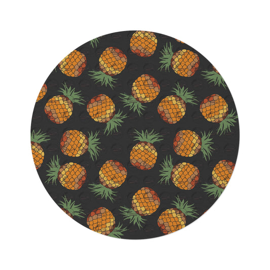 Pineapple Pattern Round Rug, Tropical Home Decor, Living Room Accent, Boho Style Carpet, Summer Vibes, Beach House Decoration