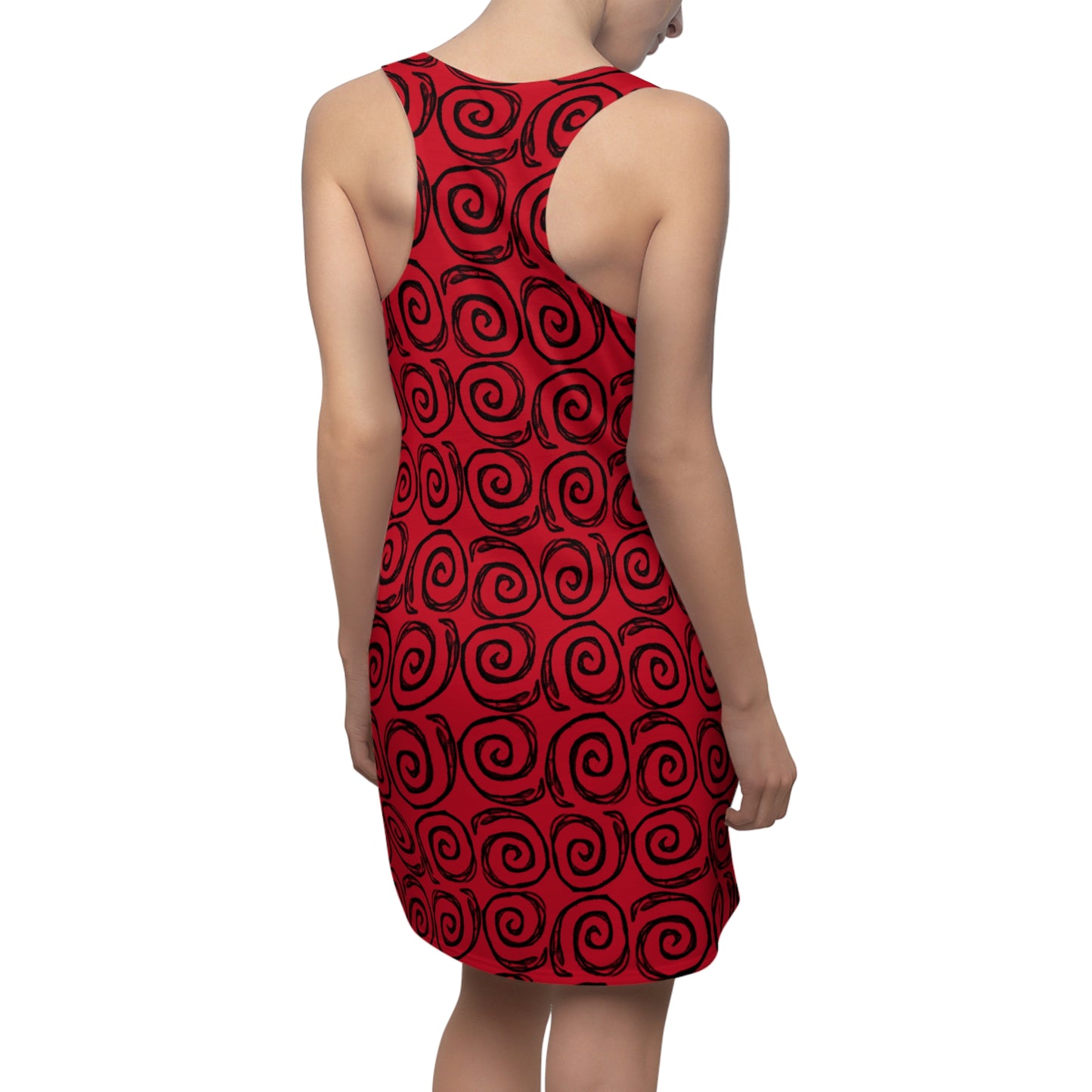 Spiraled Red Racerback Dress, Casual Summer Dress, Women's Fashion, Festival Outfit, Beachwear, Cute Party Dress