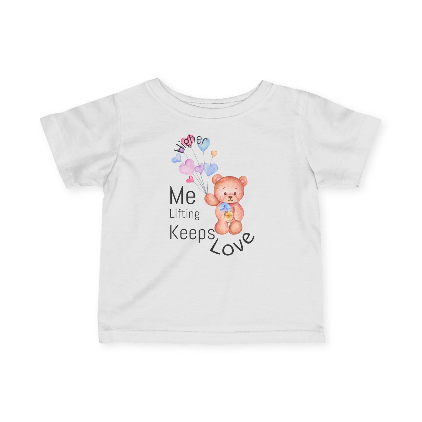 Cute Infant Fine Jersey Tee with Bear & Hearts, Baby Shower Gift, Cute Baby Outfit, Toddler T-Shirt, Love Keeps Me Lifting