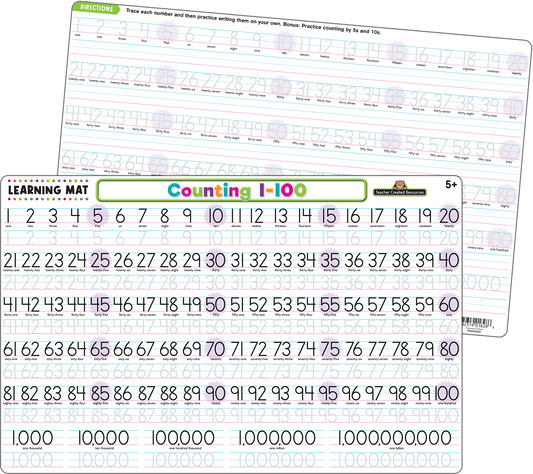 Teacher Created Resources - Counting 1–100 Learning Mat - Large Table Mat - Ages 5+