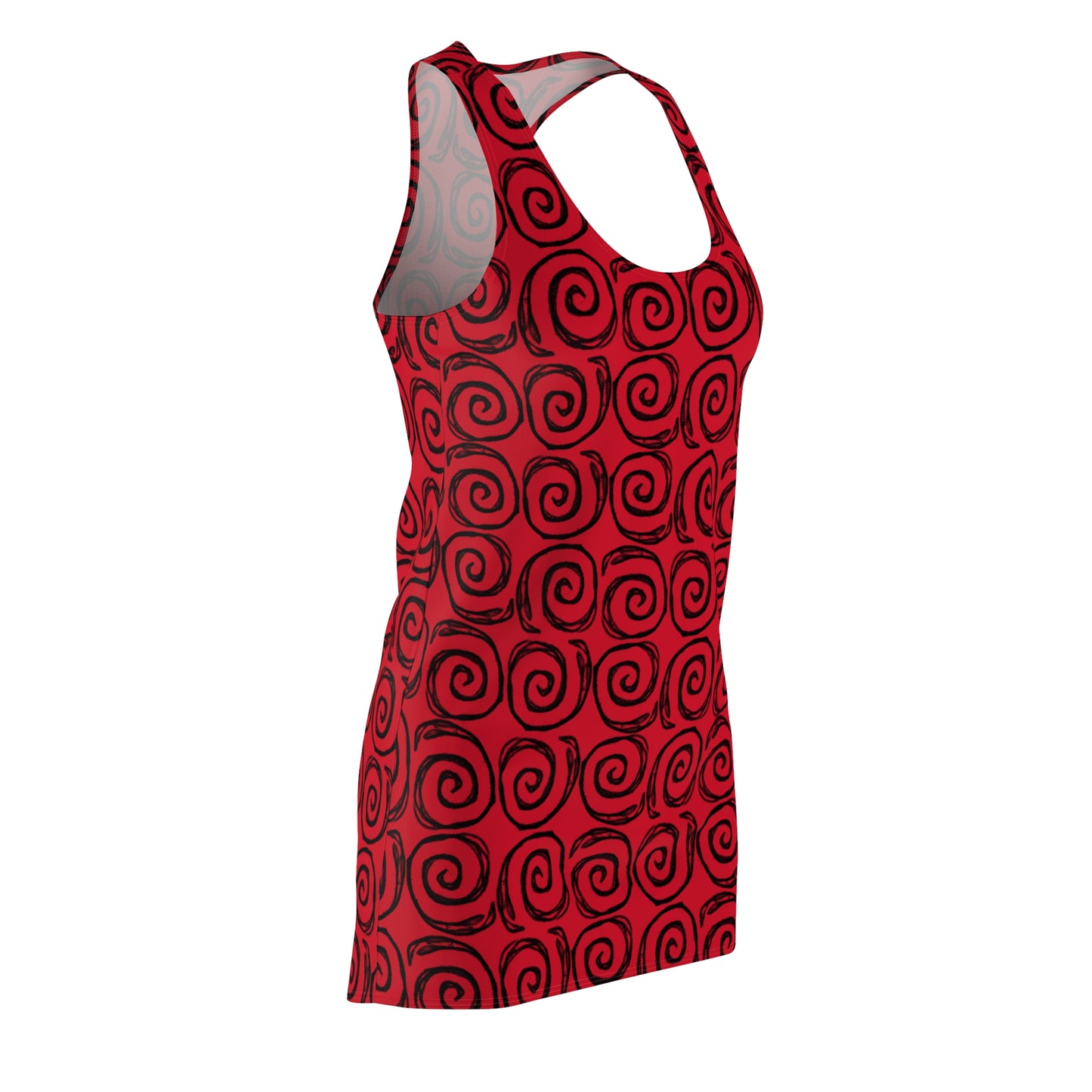 Spiraled Red Racerback Dress, Casual Summer Dress, Women's Fashion, Festival Outfit, Beachwear, Cute Party Dress