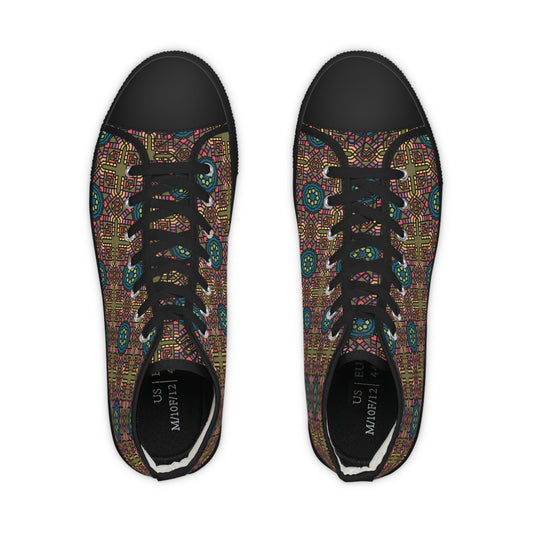 Bohemian High Top Sneakers for Men, Trendy Footwear, Fashion Sneakers, Unique Casual Shoes, Gift for Him, Festival Style