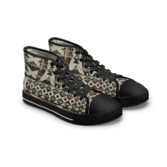 Bohemian Women's High Top Sneakers, Stylish Canvas Shoes, Trendy Footwear, Festival Ready Sneakers, Unique Fashion Sneakers, Gift for Her