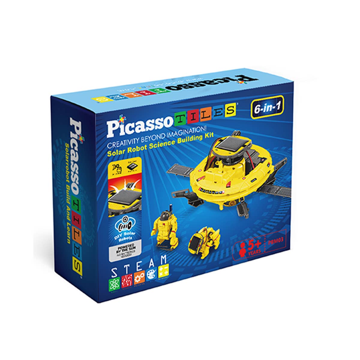 PicassoTiles - PicassoTiles 6-in-1 STEM Kids Solar Powered UFO Robot Kit - Ages 8+