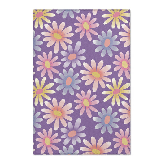 Charming Floral Area Rug, Bright Vintage Home Decor, Boho Living Room Accent, Cozy Bedroom Carpet, Springtime Design, Gift for Her