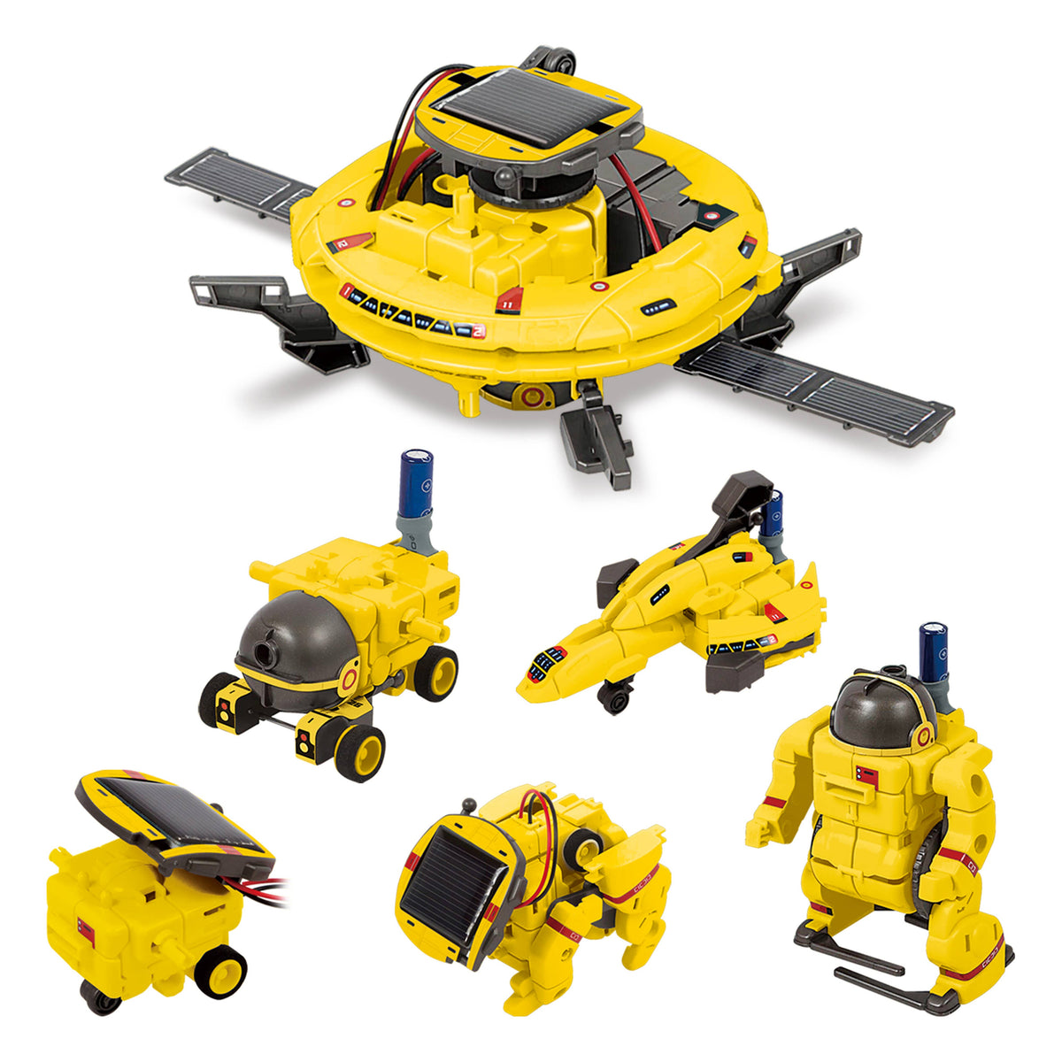 PicassoTiles - PicassoTiles 6-in-1 STEM Kids Solar Powered UFO Robot Kit - Ages 8+