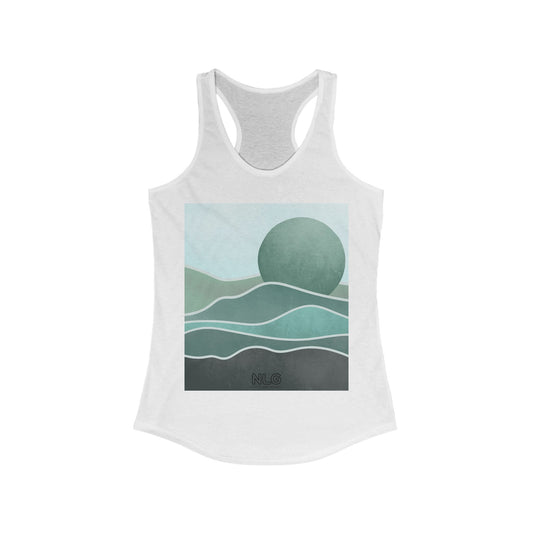 Boho Sunrise Women's Racerback Tank, Perfect for Yoga, Beach Days, Gifts, Summer Style, Relaxed Comfort