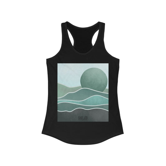 Boho Sunrise Women's Racerback Tank, Perfect for Yoga, Beach Days, Gifts, Summer Style, Relaxed Comfort