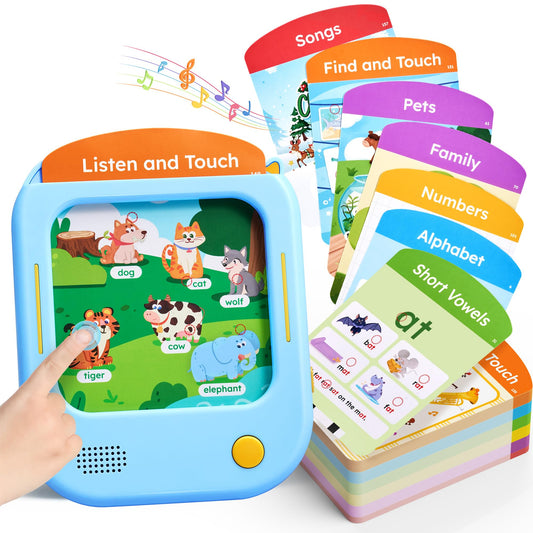 JoyCat Kids Learning Tablet - 156 Pages Tap-to-Read Flash Cards with 20 Listen & Find Games, Montessori Toy for Alphabet, Phonics, Words, Simple Math, Colors, Shapes & Songs - Gifts for Ages 2-6 🍁 All In One Marketplace Canada
