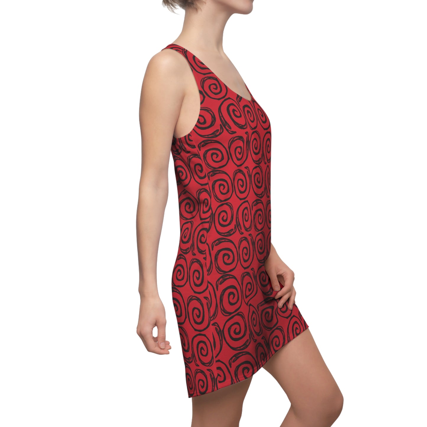 Spiraled Red Racerback Dress, Casual Summer Dress, Women's Fashion, Festival Outfit, Beachwear, Cute Party Dress