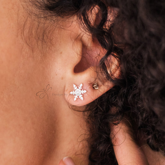 Snowflake CZ Studs in Sterling Silver