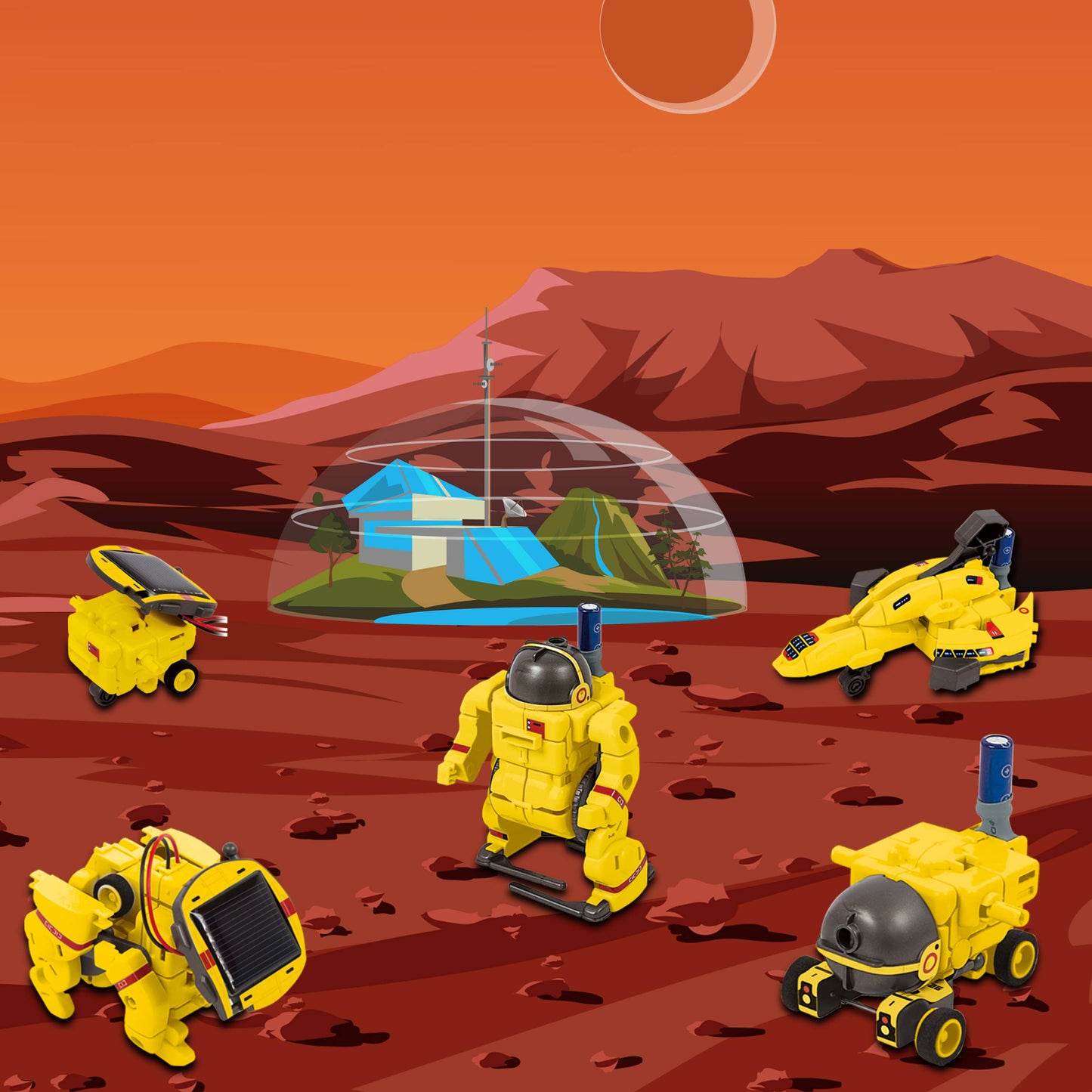 PicassoTiles - PicassoTiles 6-in-1 STEM Kids Solar Powered UFO Robot Kit - Ages 8+