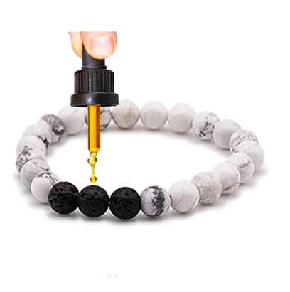 White Stone with Black Lava Stone Diffuser Bracelet