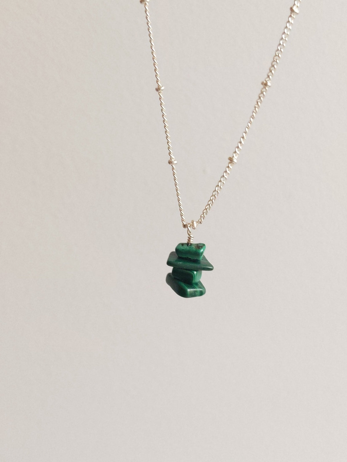 Malachite Inukshuk Necklace in Sterling Silver