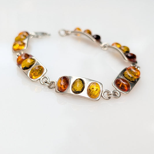 Helios Arc Bracelet | Sterling Silver Baltic Amber Bracelet | Tears of the Sun