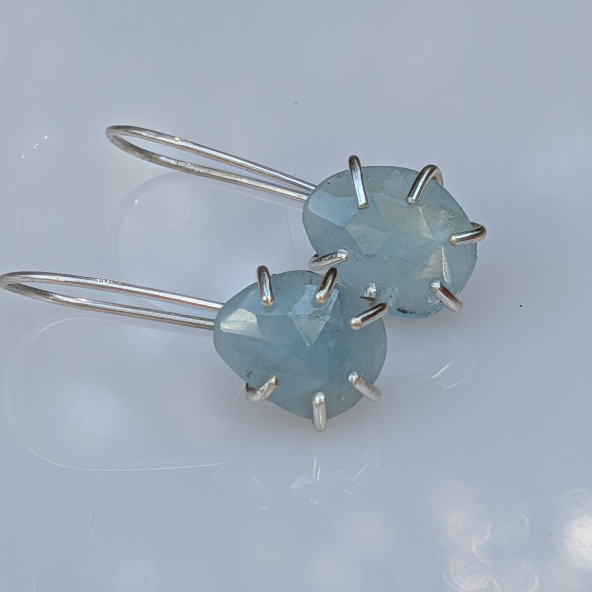 Tidal Grace Earrings – Aquamarine Beryl, Sterling Silver | Pair A